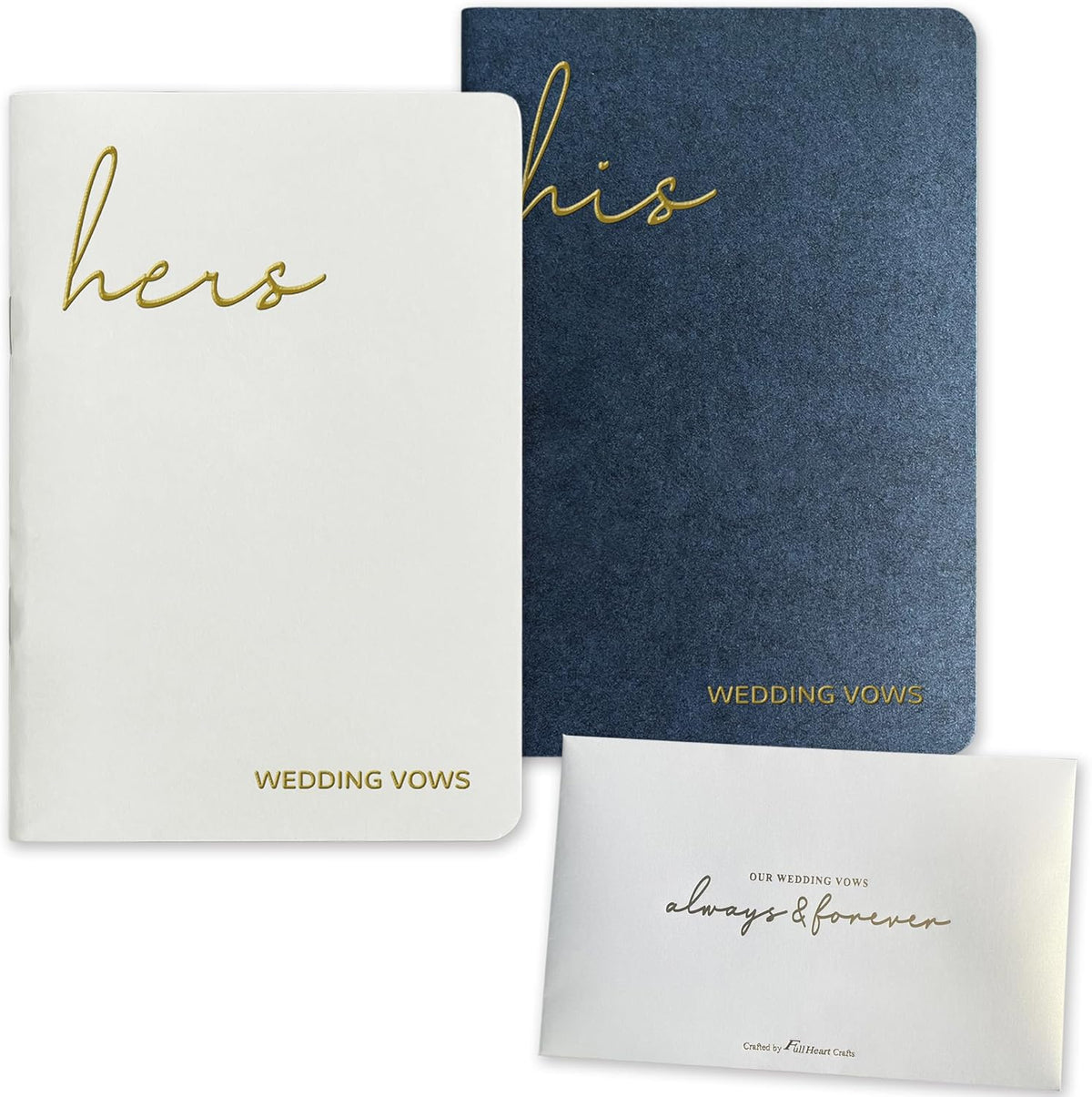 WeddingGiftsWedding Vow Books His and Hers Soft Touch Gold Foil Engraving Vow Books Wedding Essentials Wedding Accessories(TR-HH-Black) - PuriLite