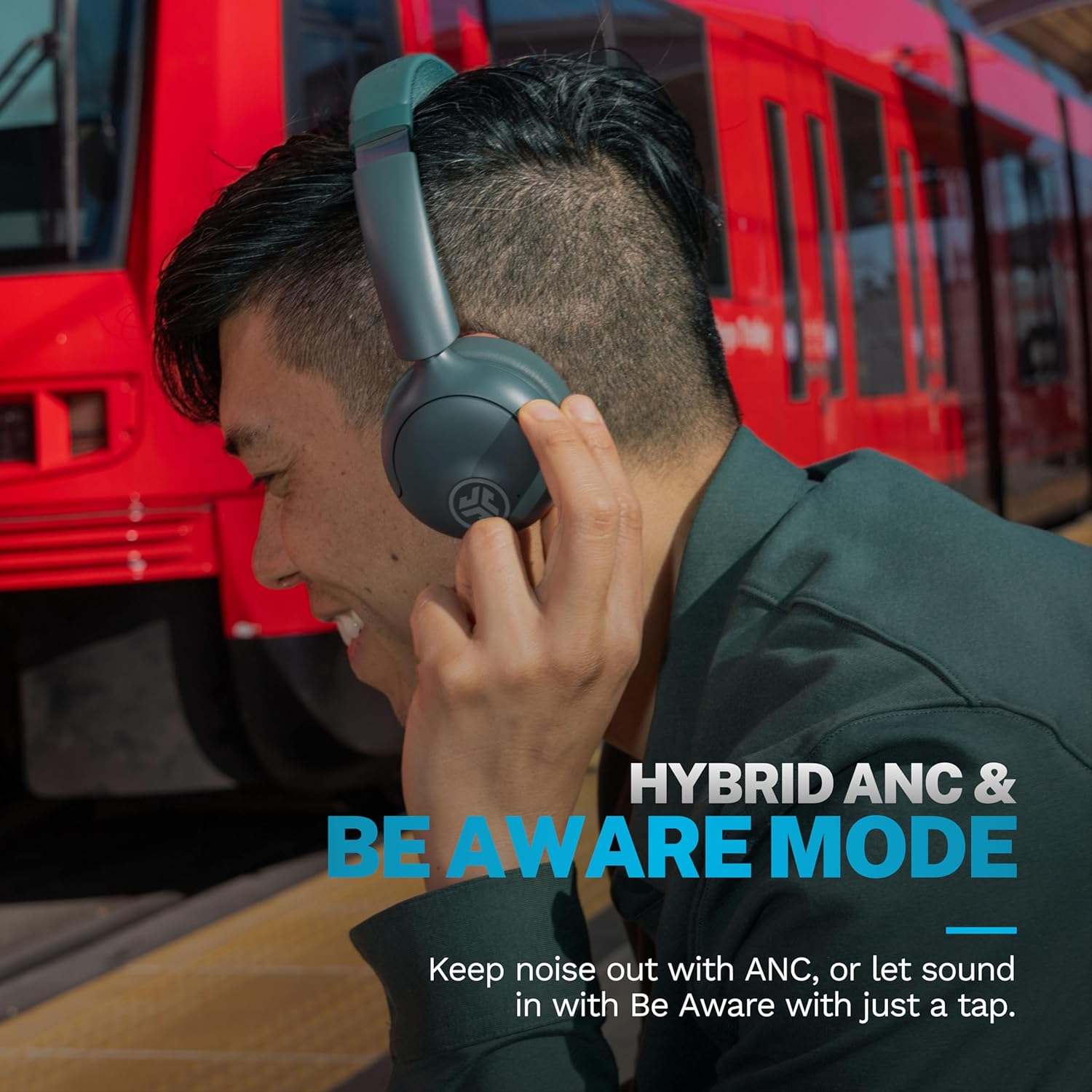 JLab Go Lux ANC Wireless Headphones, Cloud White, Hybrid Active Noise Cancelling, Premium On-Ear Bluetooth Headset, Customizable Sound, Be Aware Mode, Cloud Foam Comfort, Multipoint Connection - PuriLite