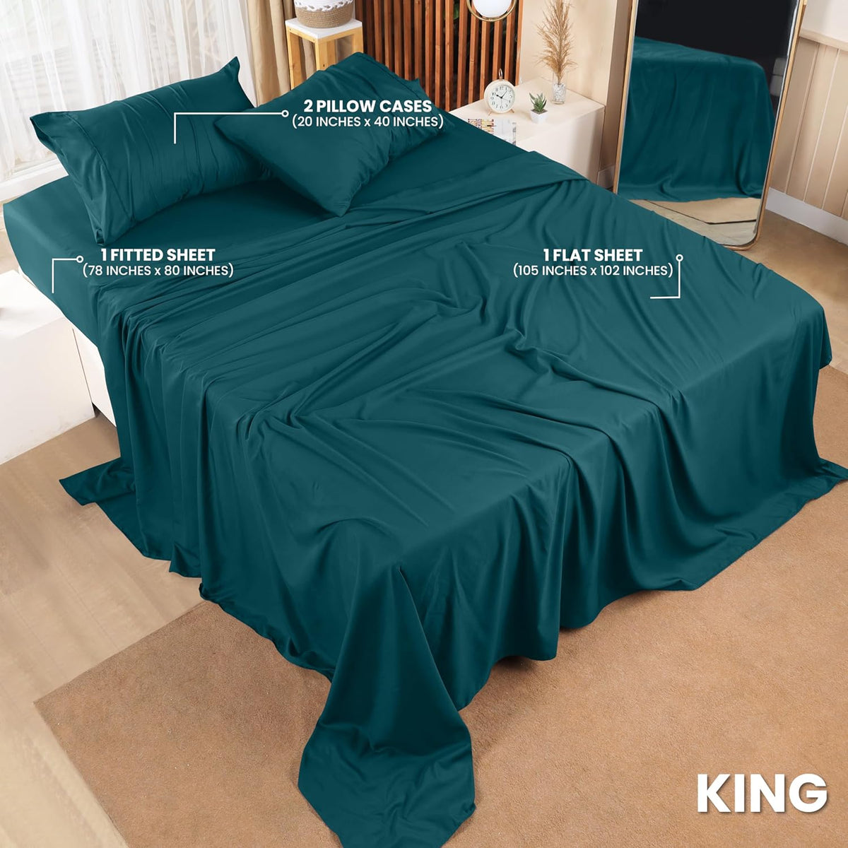 Utopia Bedding Queen Bed Sheet Set - 4 Piece Bedding - Soft Brushed Microfiber Fabric - Shrinkage & Fade Resistant - Easy Care (White) - PuriLite