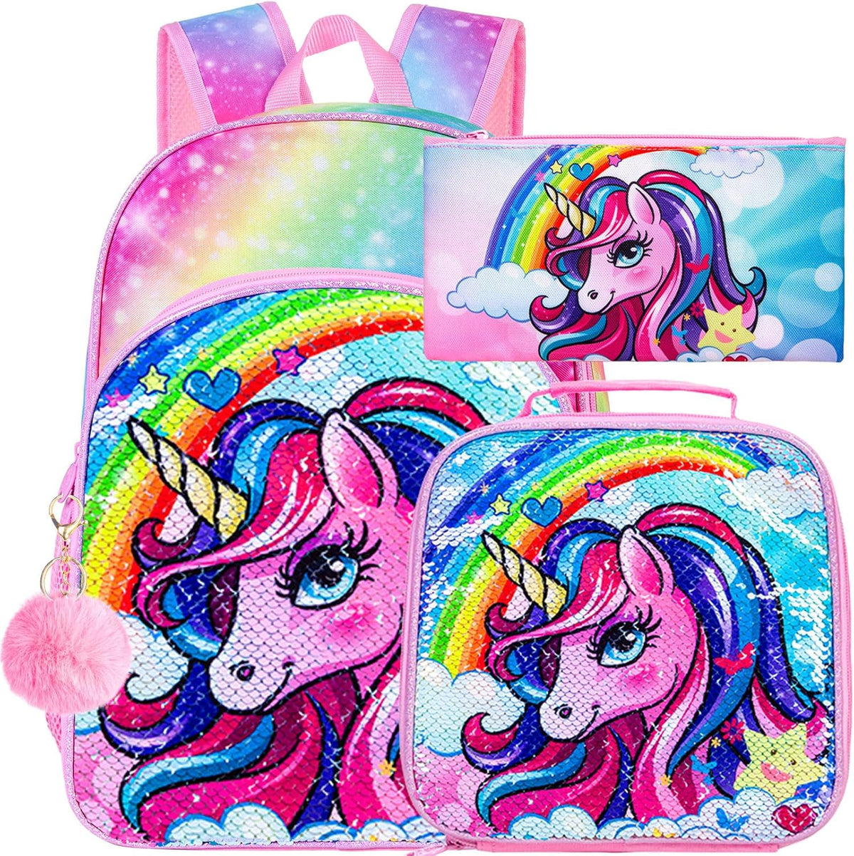 3pcs Backpack for Boys and Girls, 16” Kids Kindergarten Bookbag with Lunch Box, Cute Elementary Backpacks for Boy Girl - PuriLite