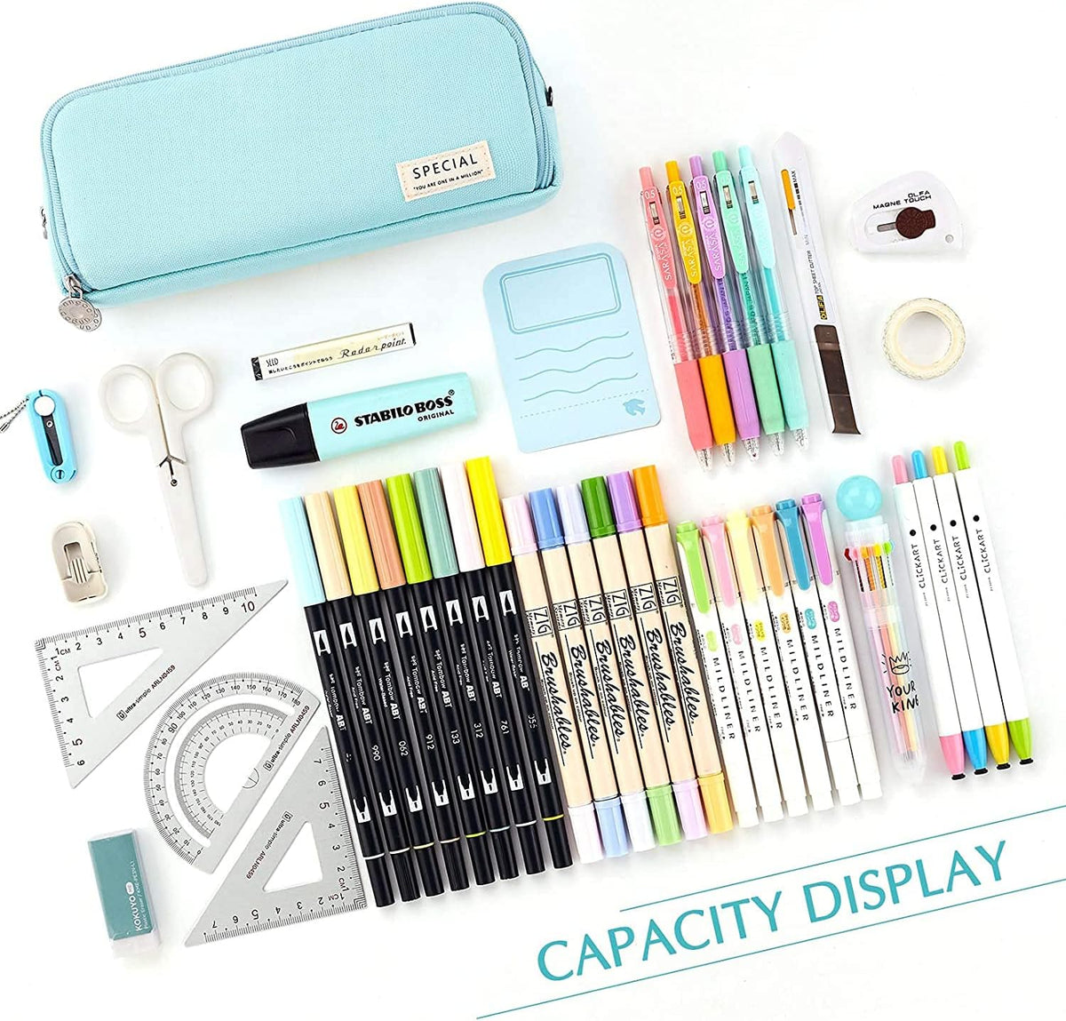 Big Capacity Pencil Case, OLIYuMi 3 Compartment Pencil Pouch Pencil Bag Storage Box Stationery Organizer Makeup Bag with Zipper Closure for Student Office College Boys and Girls (Pink) - PuriLite
