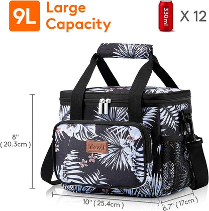 Lifewit Large Lunch Bag for Adults, 24-Can 15L Insulated Lunch Box Leakproof Soft Cooler Cooling Tote for Men Women, Waterproof Reusable Cooler Bags for Work Office Outdoor Picnic Camping, Black - PuriLite