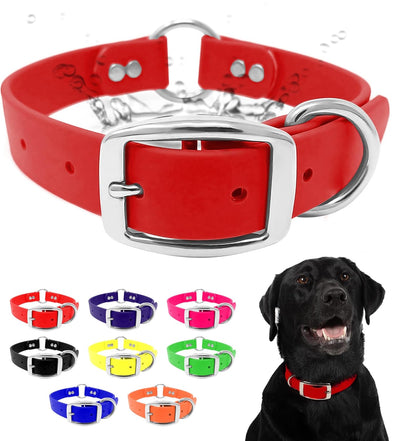 Regal Dog Products Medium Orange Dog Collar with Heavy Duty Double Buckle & D Ring | Vinyl Coated, Custom Fit, Adjustable Biothane Dog Collar Chew Resistant Waterproof Center-Ring Collar for Dogs - PuriLite