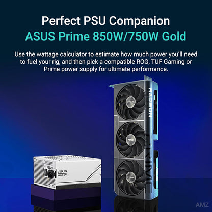 ASUS Prime Radeon™ RX 9060 XT 16GB GDDR6 OC Edition Graphics Card (PCIe 5.0, HDMI/DP 2.1, 2.5-Slot Design, axial-tech Fans, Dual Ball Fan Bearings, Dual BIOS, ASUS GPU Guard) - PuriLite