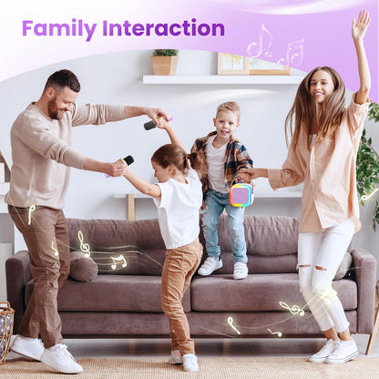 Karaoke Machine for Kids Adults, Portable Bluetooth Mini Karaoke Microphone Singing Speaker Karaoke Player with 2 Wireless Mic Toys for All Smartphones,Birthday, Family,Home Party (Purple) - PuriLite