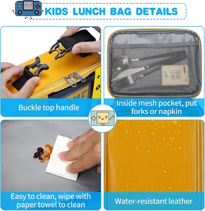 Kids Lunch Bag Insulated Back to School Reusable Tote Lunch Box for Girls Boys-Game Play - PuriLite