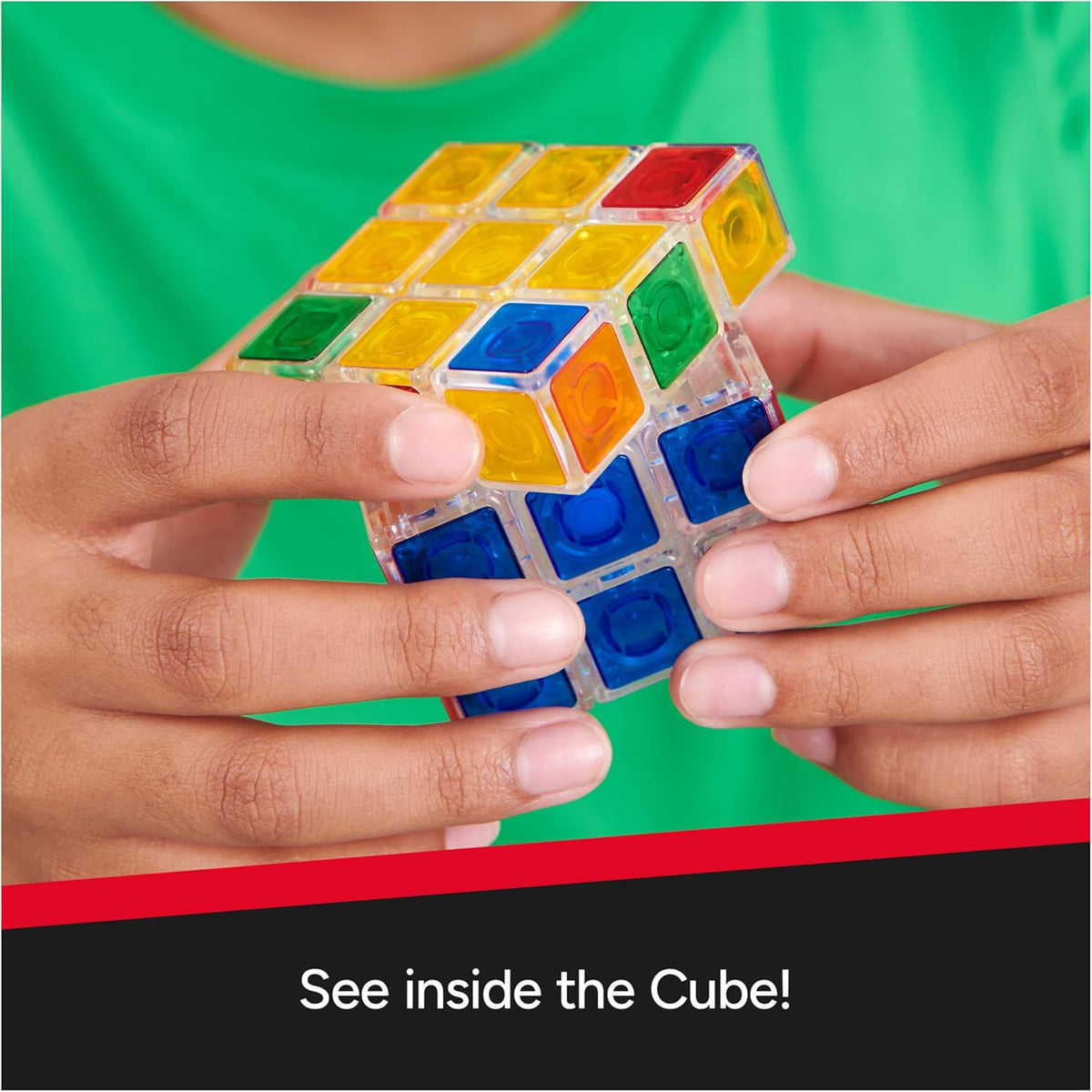 Rubik’s Crystal, New Transparent 3x3 Cube Classic Color-Matching Problem-Solving Brain Teaser Puzzle Game Toy, for Kids and Adults Aged 8 and up - PuriLite