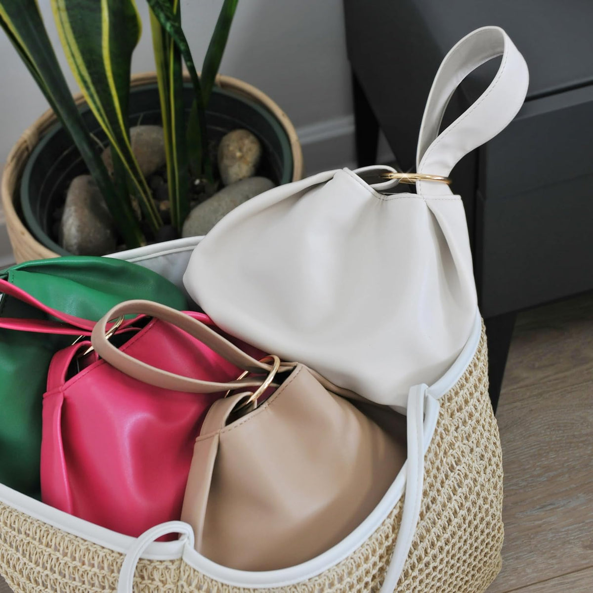 Women's Clutch Soft Vegan Leather Hobo Top Handle Bag Small Tote Purse - PuriLite