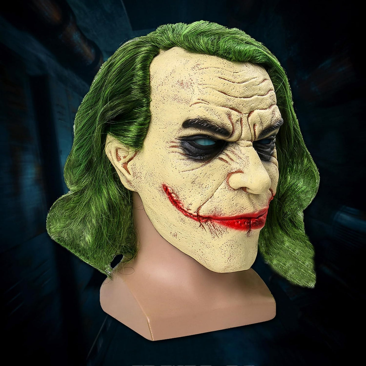 Halloween Clown Mask, Scary Cosplay Decorations Costume Prop, Horror Clown Mask for Adult, Scary Green Hair - PuriLite