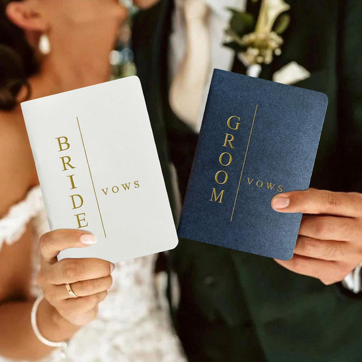 WeddingGiftsWedding Vow Books His and Hers Soft Touch Gold Foil Engraving Vow Books Wedding Essentials Wedding Accessories(TR-HH-Black) - PuriLite