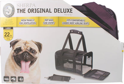 Sherpa Original Deluxe Travel Bag Pet Carrier, Airline Approved & Guaranteed-On-Board - Mesh Panels & Spring Frame, Locking Safety Zippers, Machine Washable Liner - Charcoal Gray, Medium - PuriLite