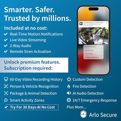Arlo Pro 5S Spotlight Security Camera 2K HDR | Outdoor | Wire-Free with Spotlight | Dual-Band Wi-Fi Connects to The Strongest Network | 12X Zoom, 2-Way Audio, Color Night Vision, White, 4 Cameras - PuriLite