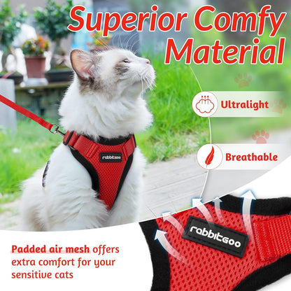 rabbitgoo Cat Harness and Leash for Walking, Escape Proof Soft Adjustable Vest Harnesses for Small Medium Cats, Easy Control Breathable Reflective Strips Jacket, XS, Black - PuriLite