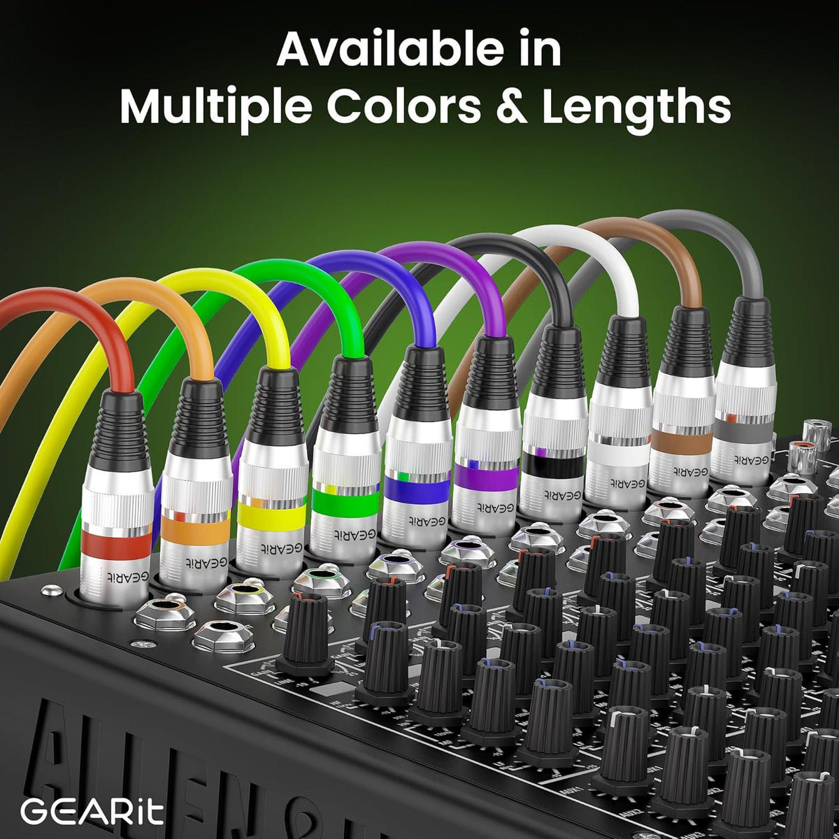 GEARit XLR Male to Female Microphone Cable (10 Feet, 6-Pack) 3-Pin Balanced Shielded Mixer, Recording Studio, Podcast - Black - PuriLite