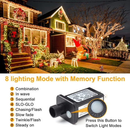 Haili Halloween Lights Outdoor, 105 FT 300 LED Halloween String Lights with Memory Function, Plug in 8 Mode String Lights for Halloween,Christmas,Party, Patio, House Decoration (Purple Orange) - PuriLite