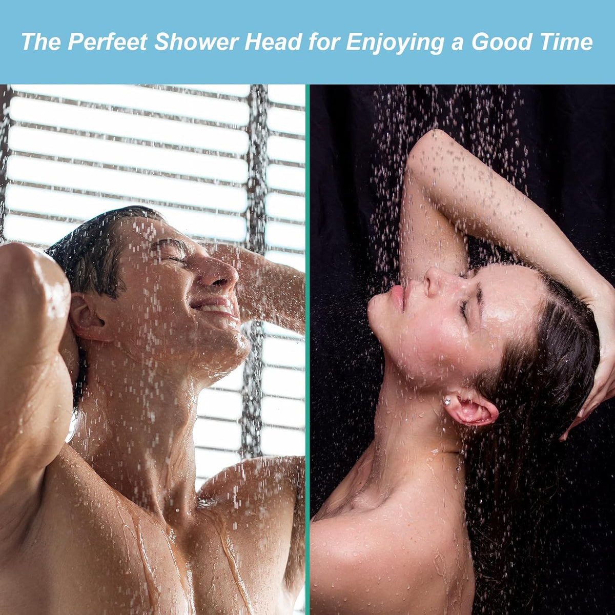 OFFO Shower Head, High Pressure Shower Head with 6 Mode, Fixed Showerheads for Strong Water Flow & Relaxing Shower Experience, Chrome - PuriLite