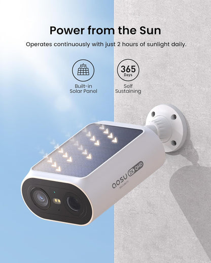 AOSU Solar Security Cameras Wireless Outdoor, 4 Cam-Kit, No Monthly Fees, Local Storage, Home Security Cameras System with Integrated Solar Panel, Easy Setup, 2K Color Night Vision, 5G & 2.4G WiFi - PuriLite