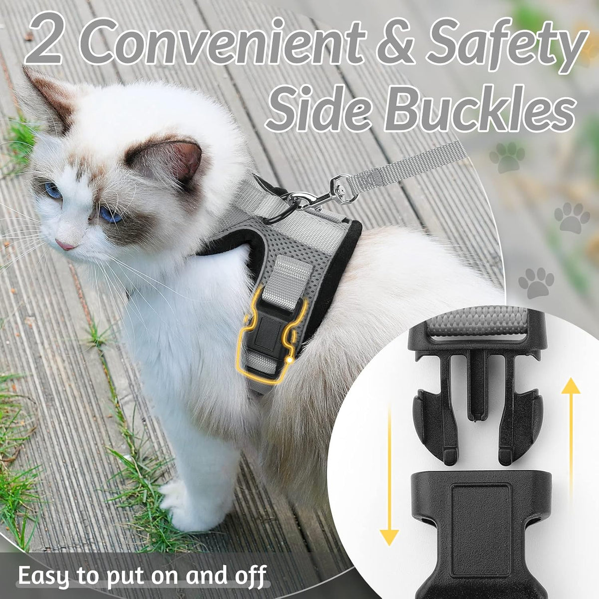 rabbitgoo Cat Harness and Leash for Walking, Escape Proof Soft Adjustable Vest Harnesses for Small Medium Cats, Easy Control Breathable Reflective Strips Jacket, XS, Black - PuriLite
