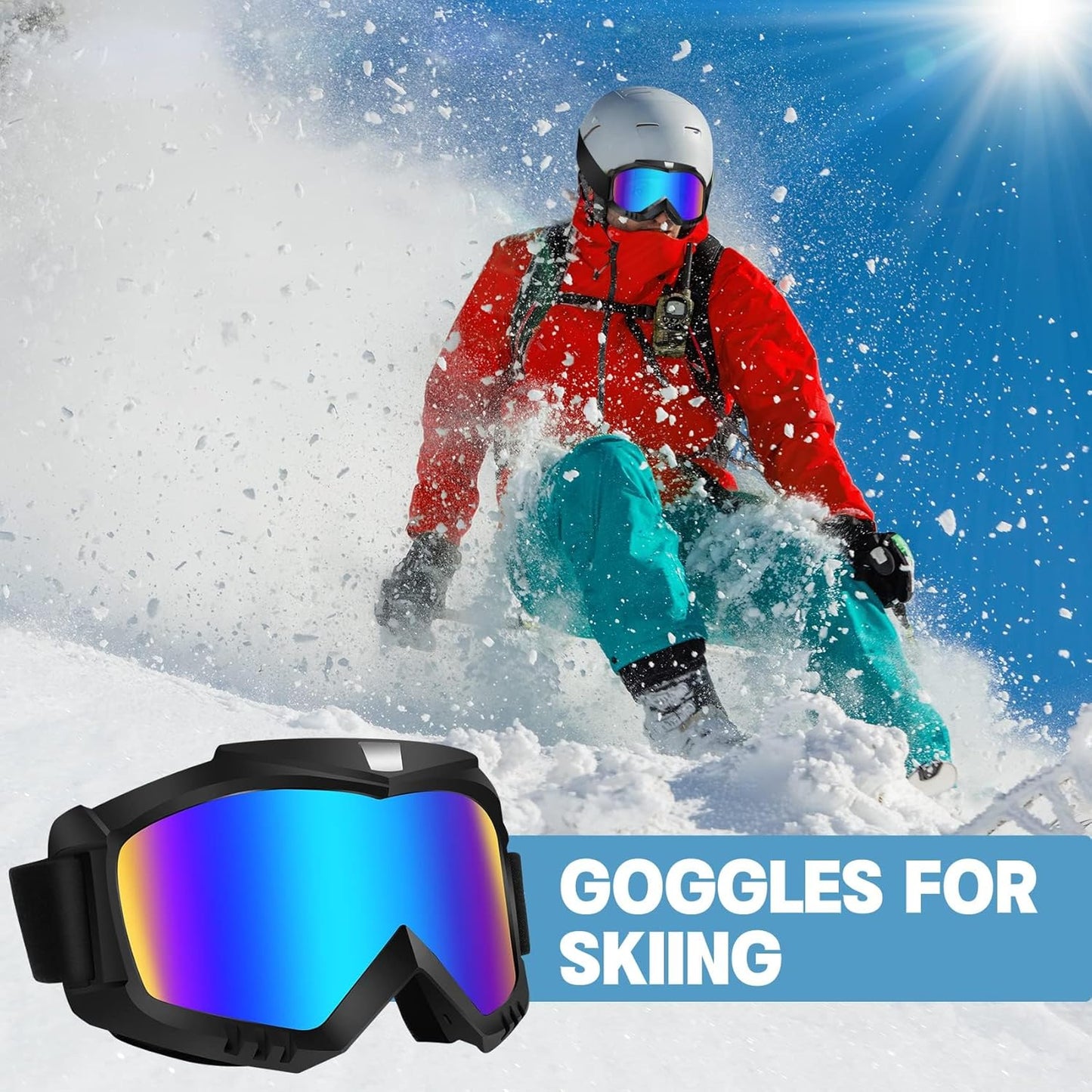 Lievermo Dirt Bike Goggles, Motorcycle Goggles 2 Pack ATV Goggles Riding Goggles Ski Goggles Windproof Glasses Racing Goggles - PuriLite