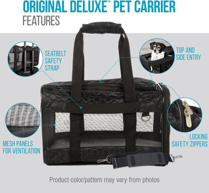 Sherpa Original Deluxe Travel Bag Pet Carrier, Airline Approved & Guaranteed-On-Board - Mesh Panels & Spring Frame, Locking Safety Zippers, Machine Washable Liner - Charcoal Gray, Medium - PuriLite