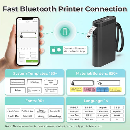 Nelko Label Maker Machine with Tape, P21 Portable Bluetooth Label Printer, Wireless Built-in Cutter Sticker Maker Mini Label Makers with Multiple Templates for School Organizing Office Home, White - PuriLite