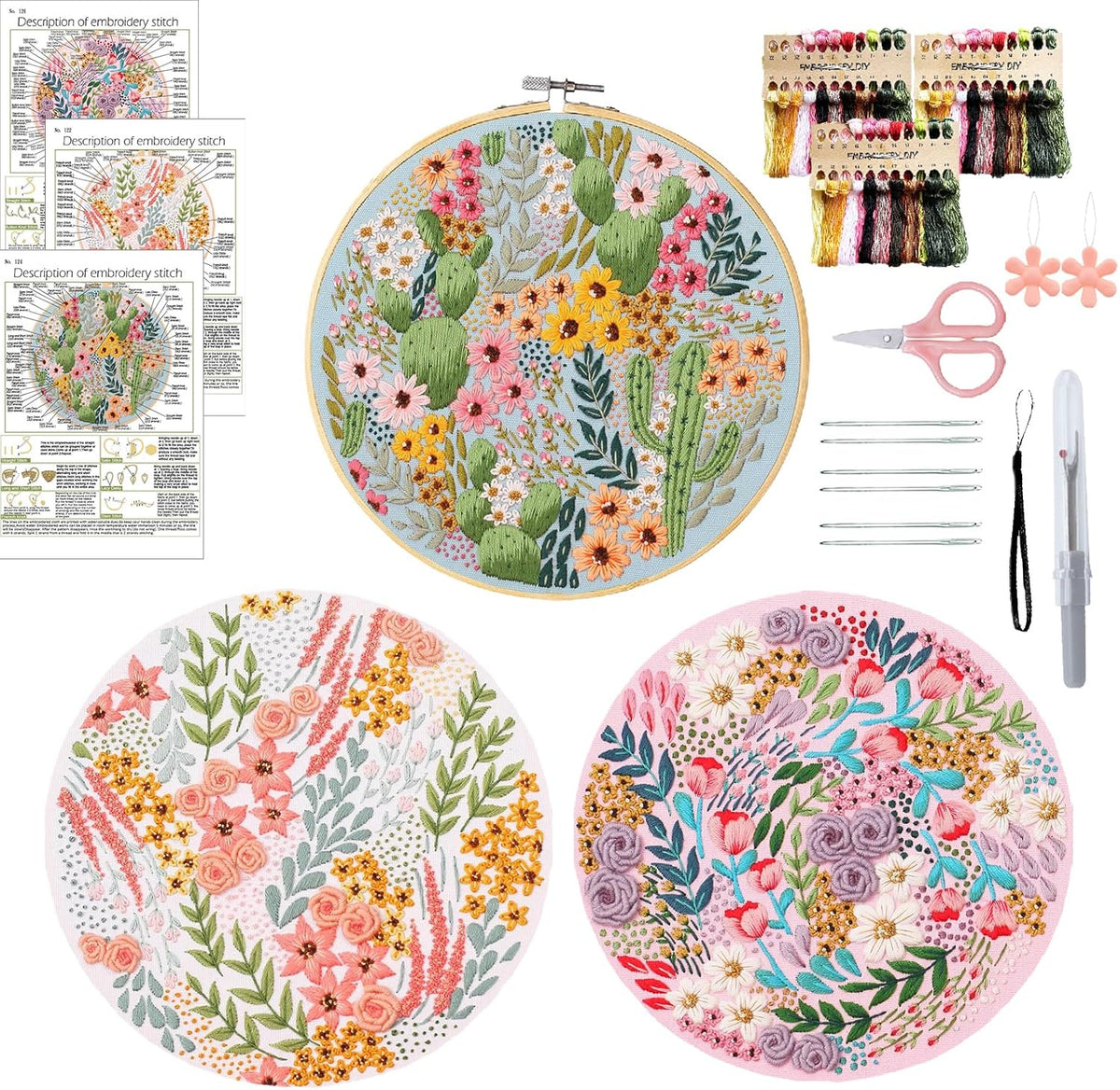 Purilite Select 3-Sets Flower Embroidery Kit - PuriLite
