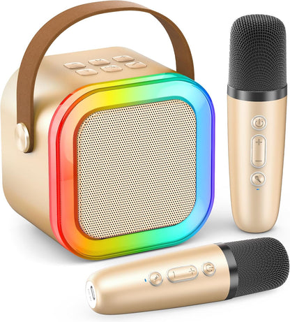 Karaoke Machine for Kids Adults, Portable Bluetooth Mini Karaoke Microphone Singing Speaker Karaoke Player with 2 Wireless Mic Toys for All Smartphones,Birthday, Family,Home Party (Purple) - PuriLite