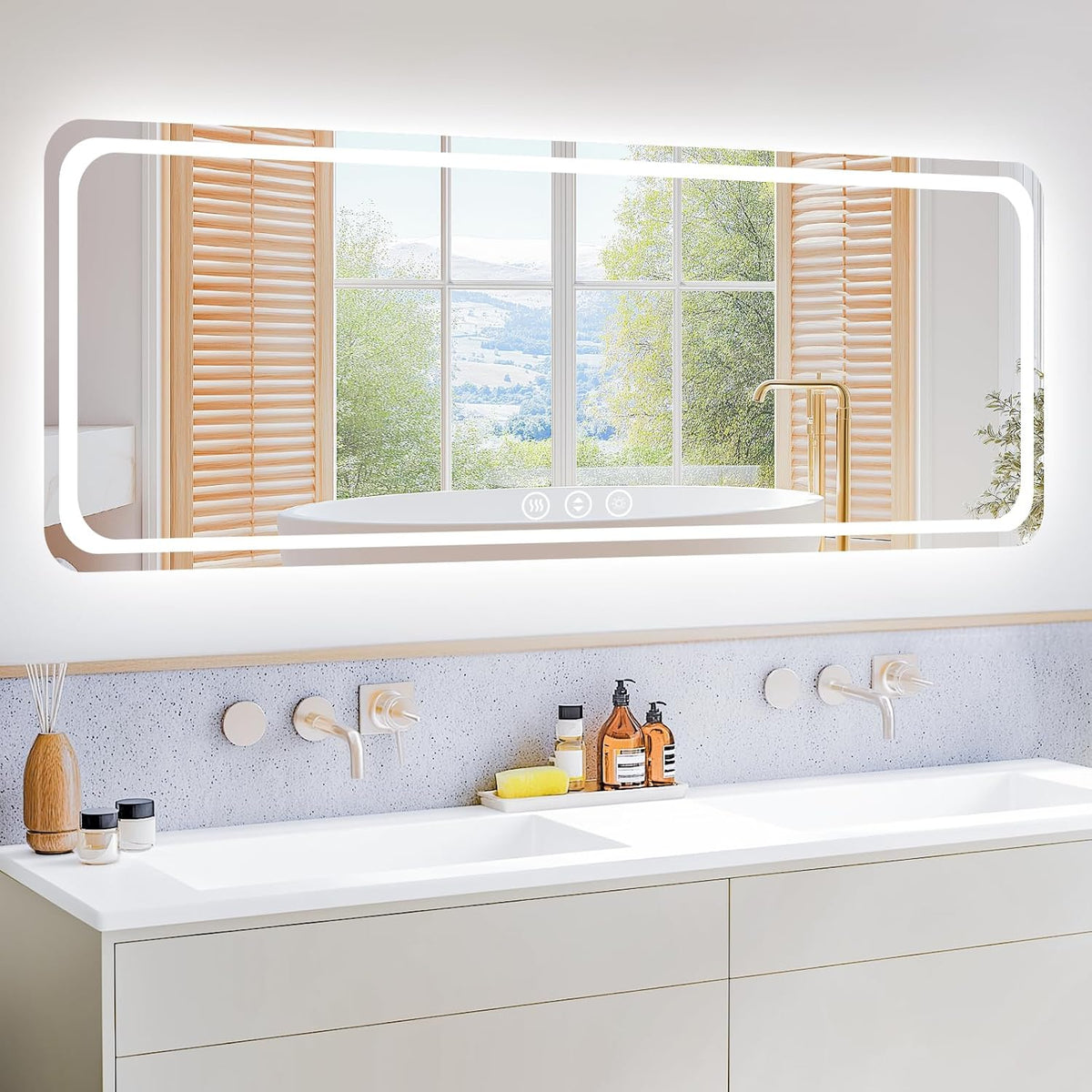 Lmsedf 24" x 32"Rectangle LED Bathroom Mirror with Lights, Backlit & Front Lighted, Wall-Mounted Vanity Mirror 3000K/4000K/6000K, Memory Functions, Anti-Fog, Dimmable Smart Mirror - PuriLite