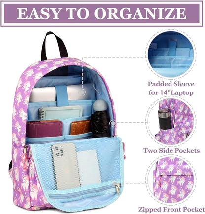 VASCHY Lightweight School Backpack for Women with Sleeve for 14" Laptop - PuriLite