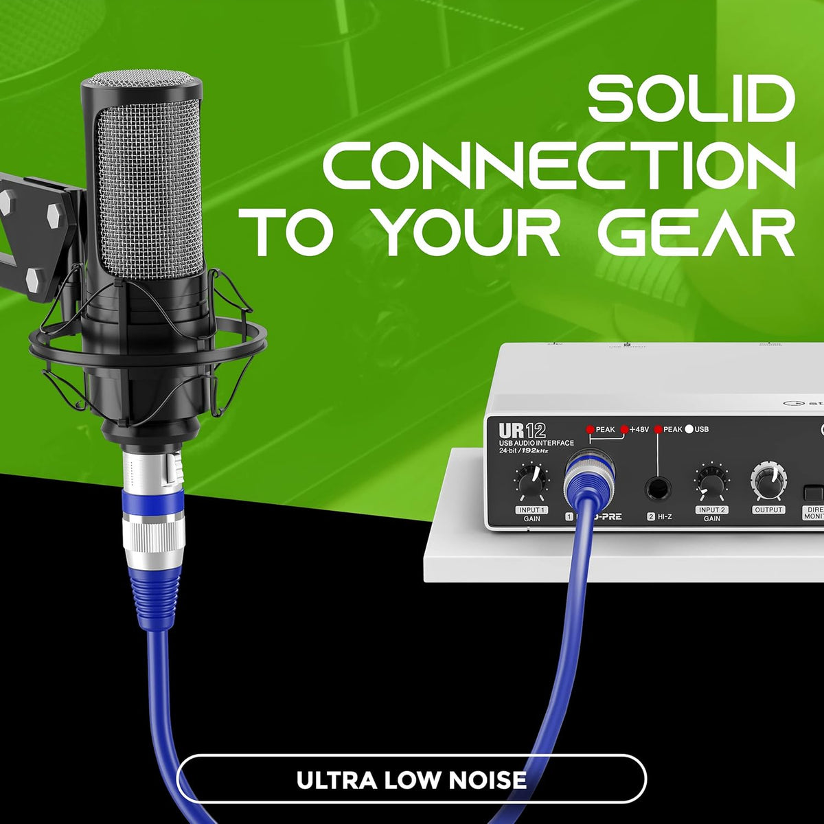 GEARit XLR Male to Female Microphone Cable (10 Feet, 6-Pack) 3-Pin Balanced Shielded Mixer, Recording Studio, Podcast - Black - PuriLite