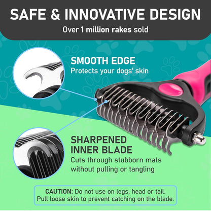 Maxpower Planet Pet Grooming Brush - Double Sided Shedding, Dematting - Undercoat Rake for Dogs - Dog Grooming Brush - Deshedding Brush for Dogs - Dog Brush, Cat Brush, Reduce Shedding by 95%, Black - PuriLite