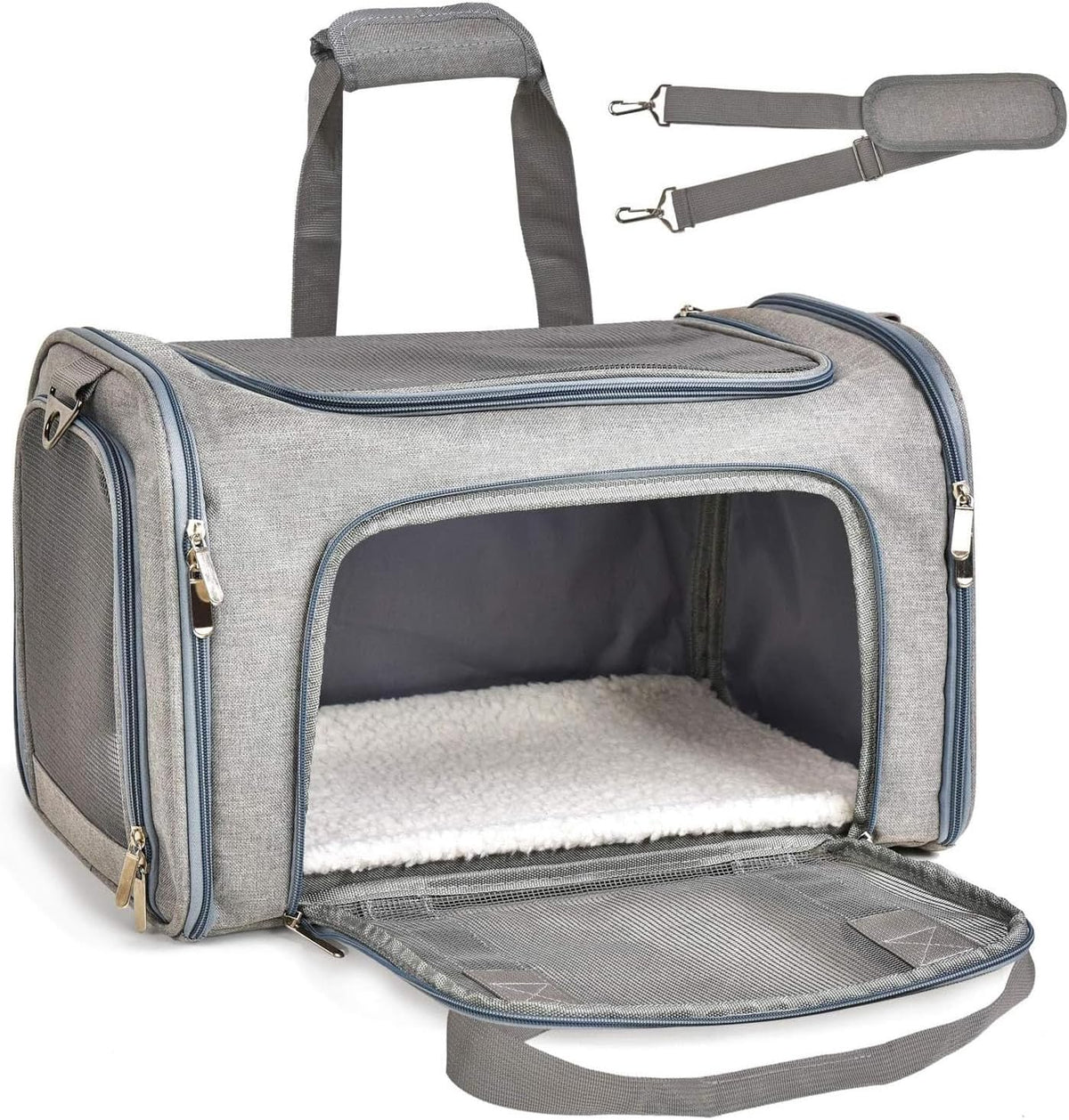 SFBAIHEN Cat Carriers Dog Carrier Pet Carrier for Small Medium Cats Dogs Puppies up to 15 Lbs, TSA Airline Approved Small Dog Carrier Soft Sided, Collapsible Waterproof Travel Puppy Carrier (Pink) - PuriLite