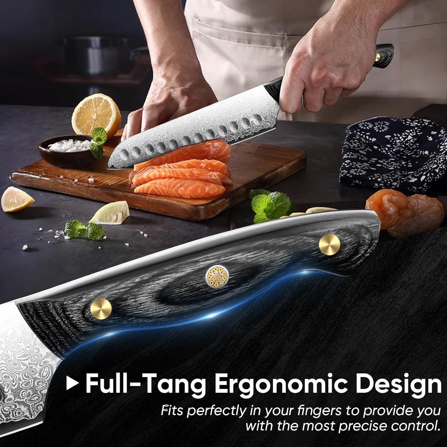 Purple Dragon Damascus Fish Fillet Knife - 7 inch Flexible Boning Knife with VG10 Core, Kitchen Slicing Knife with Full Tang Handle, Birthday Dad Mom Gift - PuriLite