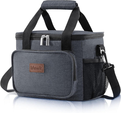 Lifewit Large Lunch Bag for Adults, 24-Can 15L Insulated Lunch Box Leakproof Soft Cooler Cooling Tote for Men Women, Waterproof Reusable Cooler Bags for Work Office Outdoor Picnic Camping, Black - PuriLite