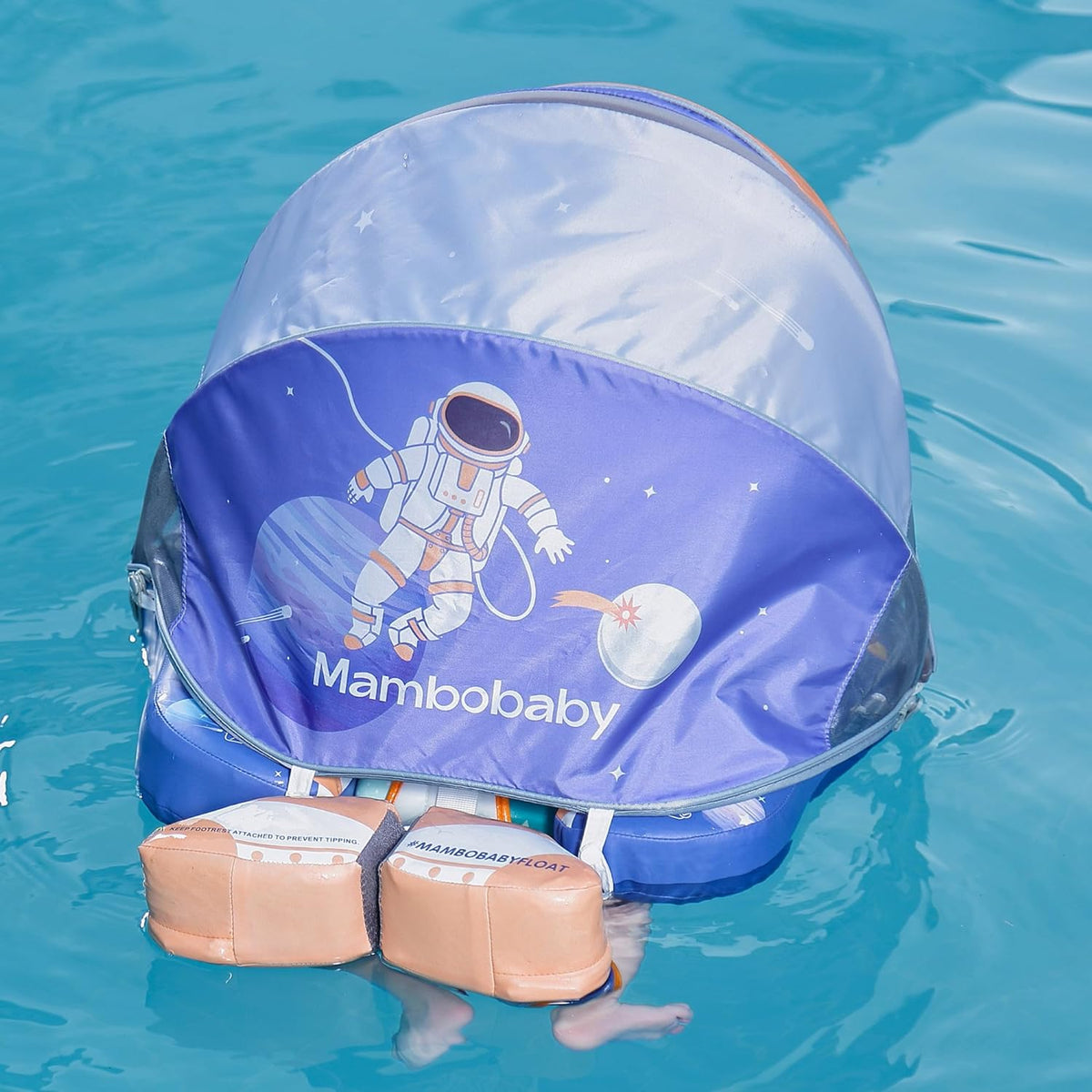 Mambobaby Baby Swim Float with Canopy, Non-Inflatable Solid Baby Float, Upgrade Soft Skin-Friendly Material Infant Swim Float - PuriLite