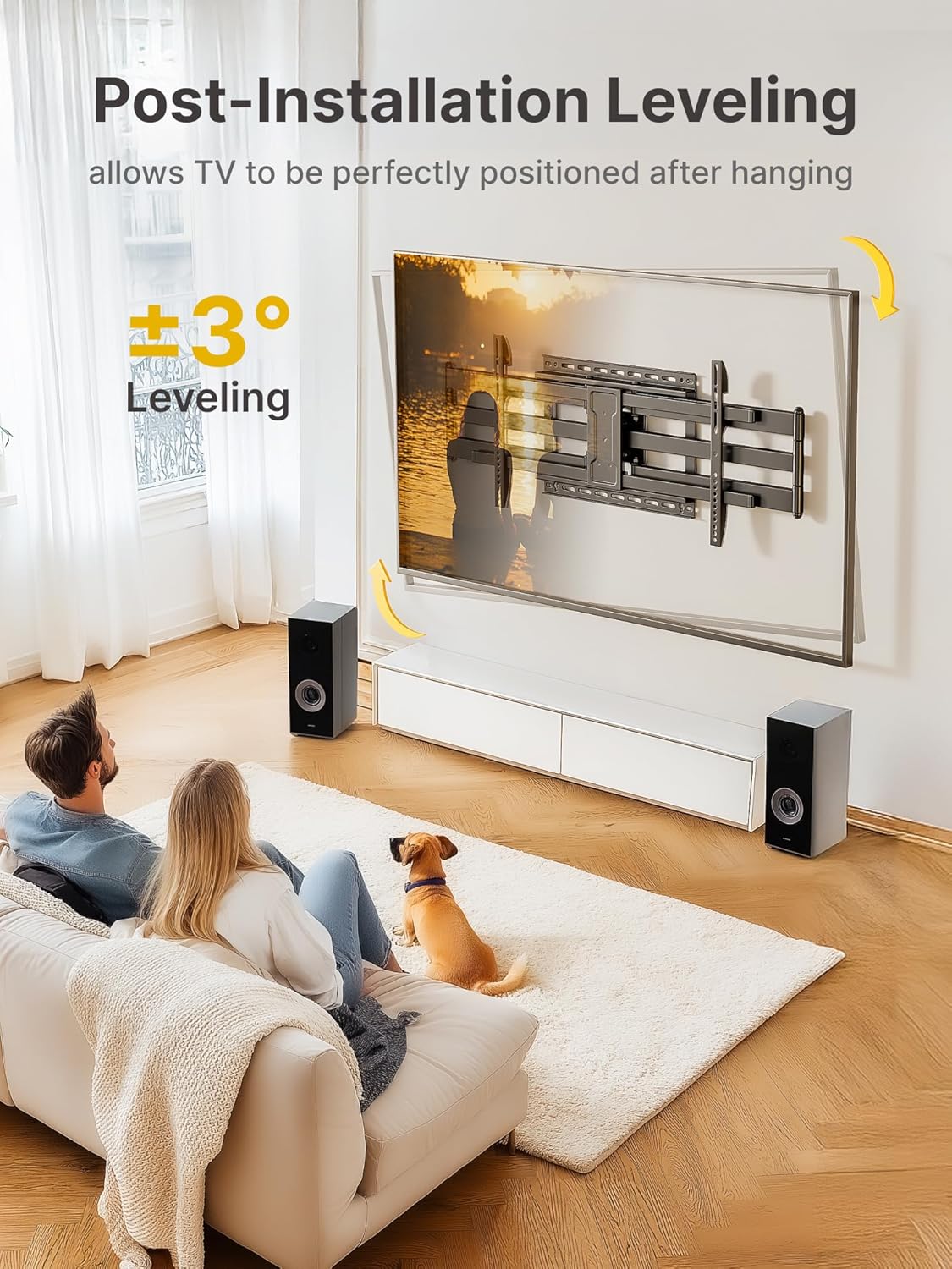 monTEK Long Arm TV Wall Mount for Most 43-90 Inch TVs, 42.5 Inch Long Extension TV Mount Swivel and Tilt, Full Motion Wall Mount TV Bracket Fit Max VESA 800 x 400mm, Up to 132 lbs, 16”,18” Studs - PuriLite