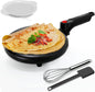 NutriChef Electric Crepe Maker, Cooks Roti, Tortillas, Pancakes, Nonstick Cooktop, 8-inch Cook Area On/Off Switch, Automatic Temperature Control & Cool Touch Handle, Includes Food Bowl, Whisk, Spatula - PuriLite