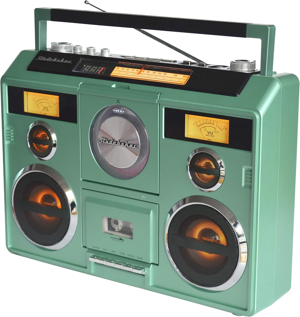 Sound Station Portable Stereo with Bluetooth/CD/AM-FM Radio/Cassette Recorder (Silver) - PuriLite