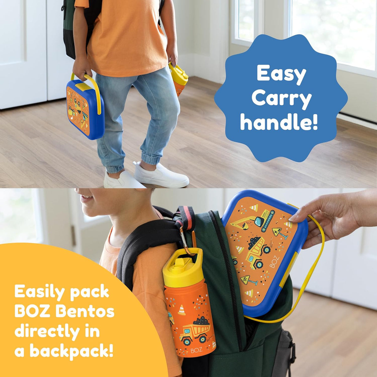 BOZ Kids Bento Lunch Box - 4 Compartment Kids Lunch Containers for Ages 3 to 7 - Leak Proof, Dishwasher Safe - PuriLite