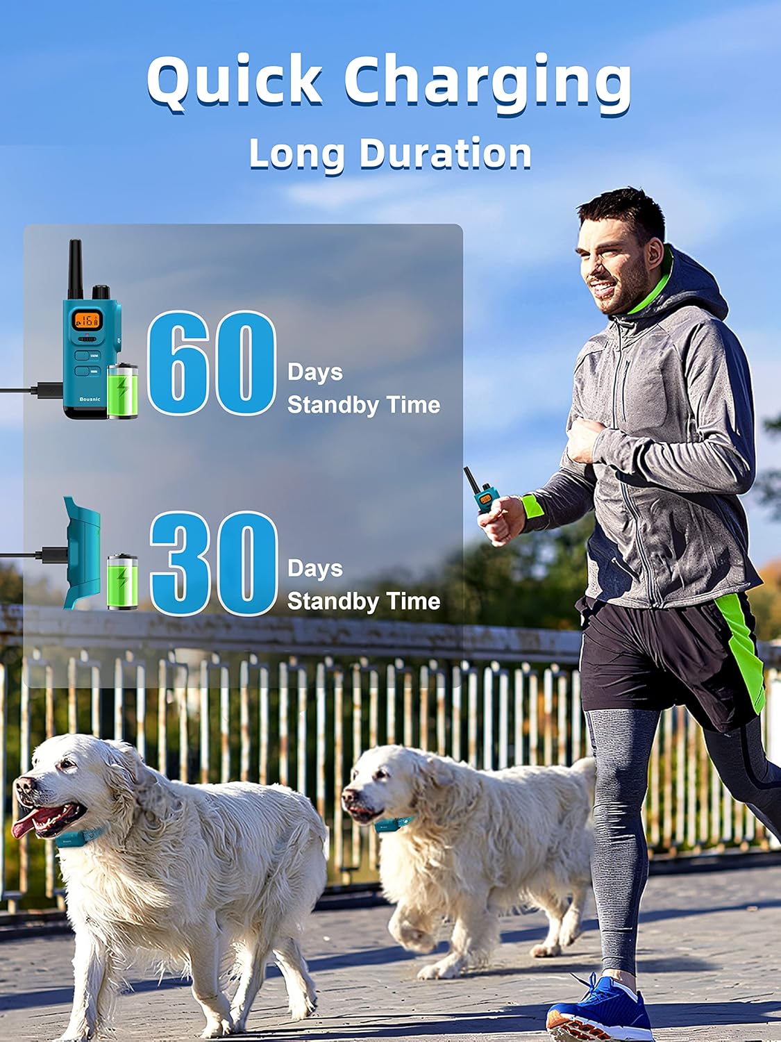Bousnic Dog Training Collar with Remote - 4000ft Waterproof Dog Shock Collars 2 Dogs for Large Medium Small Dogs Rechargeable E Collars for Dogs Training with Beep Vibration Humane Shock(1-16) Mode - PuriLite