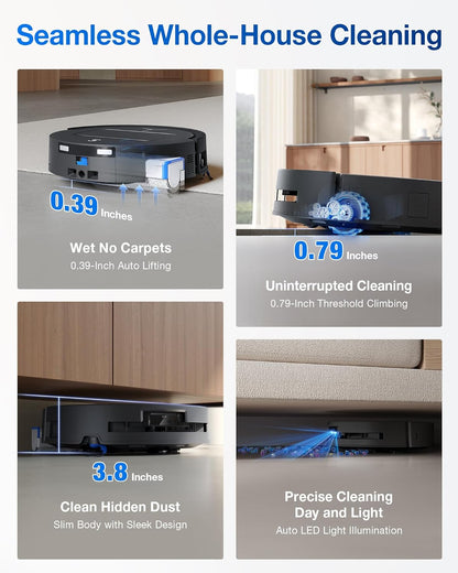 ECOVACS DEEBOT X9 PRO OMNI Robot Vacuum and Mop, BLAST™ 16,600Pa Suction, OZMO ROLLER Instant Self-Washing Mopping, ZeroTangle™ 3.0, Triple Lift System, AI Smart Navigation, Hands-Free OMNI Station - PuriLite