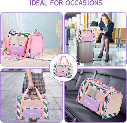 BurgeonNest Cat Carriers for Medium Cats Under 25 lbs, Pet Carrier for Cats with Unique Side Bag,Top Load Small Pet Carrier Soft-Sided Escape Proof with 4 Ventilated Windows - PuriLite