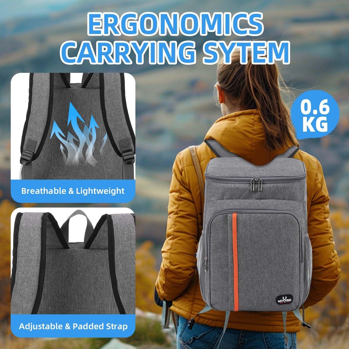 Bagtopia Camping Cooler Backpack 25 Cans, Leak Proof Insulated Thermal Bag, Beach Travel Picnic Lunch Backpack for Men Women - PuriLite