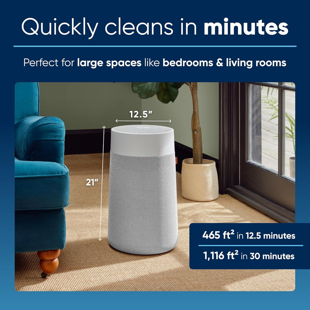 BLUEAIR Air Purifiers for Medium Rooms, Bedroom, Kitchen, Cleans 1,858 sqft in one hour, HEPASilent Smart Air Cleaner for Home, Pets, Allergies, Dust, Mold, Smoke - Blue Pure 311i Max - PuriLite
