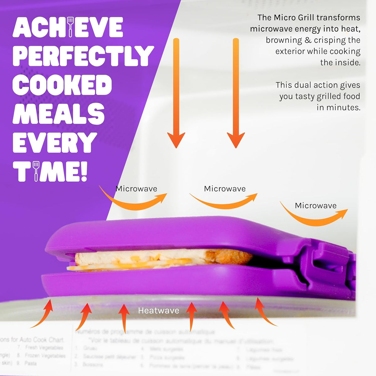 Micro Grill | Microwave Sandwich Maker - Grilled Cheese Sandwich Maker - Munchy - Toastie Maker- Panini Press - Travel Sandwich Maker (Purple) - PuriLite