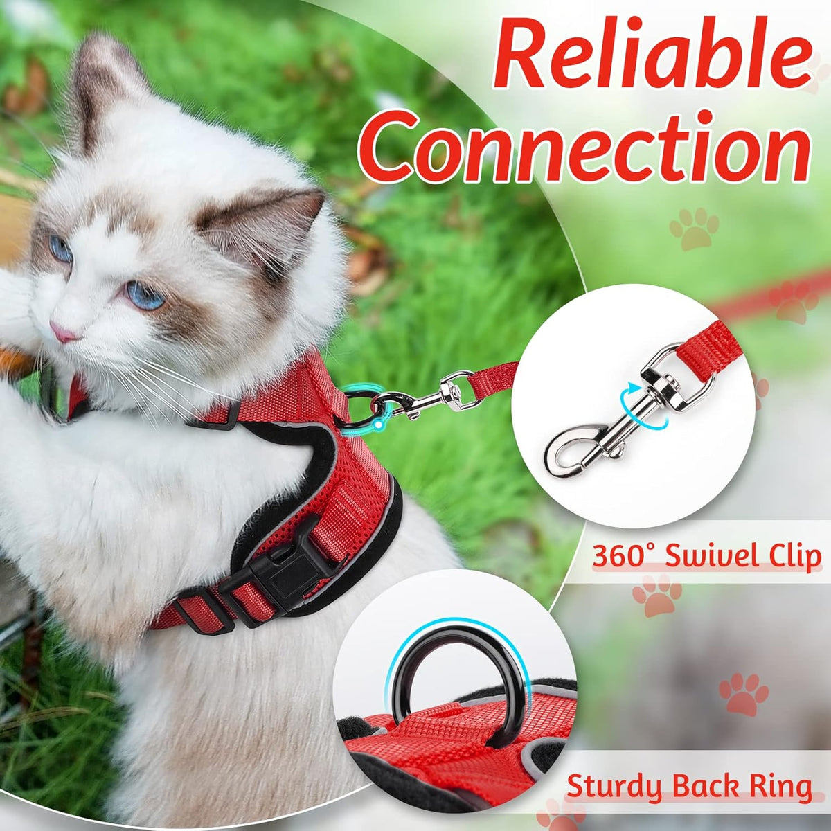 rabbitgoo Cat Harness and Leash for Walking, Escape Proof Soft Adjustable Vest Harnesses for Small Medium Cats, Easy Control Breathable Reflective Strips Jacket, XS, Black - PuriLite