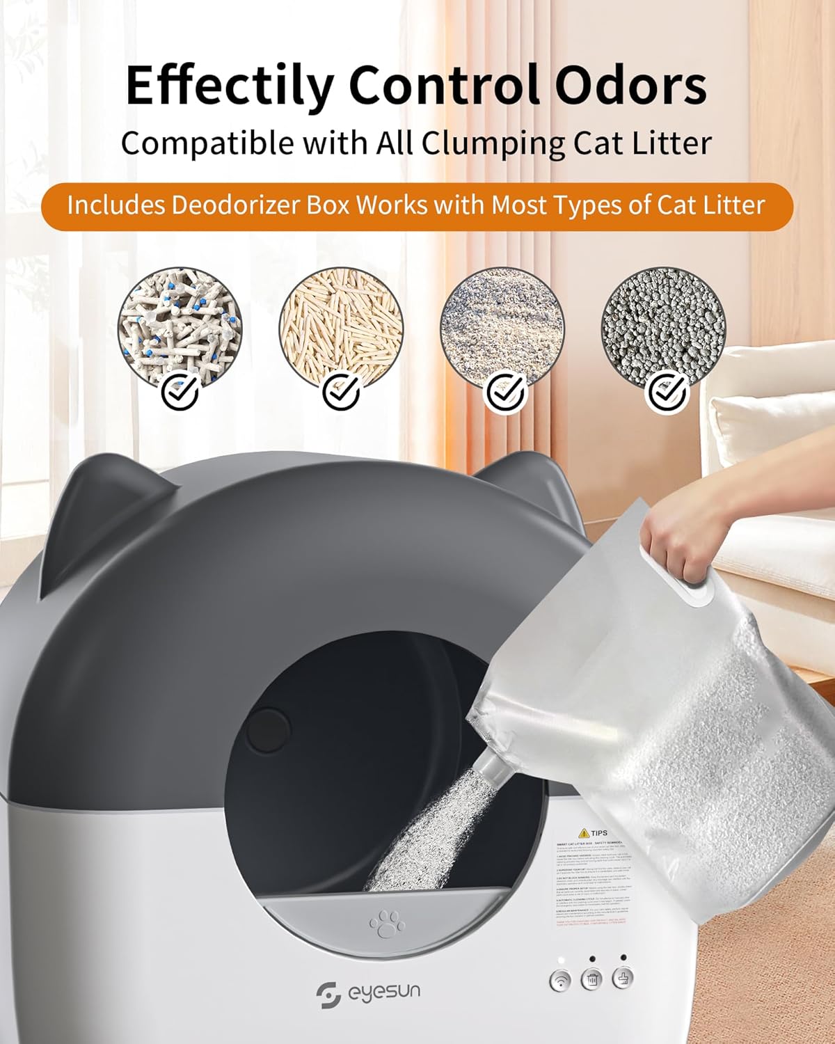 Self Cleaning Litter Box,76L Automatic Cat Litter Box Self Cleaning with APP Control,Low Noise,Safety Protection,Roll Garbage Bags,Deodorizer and Cleaning Brush for Multiple Cats - PuriLite
