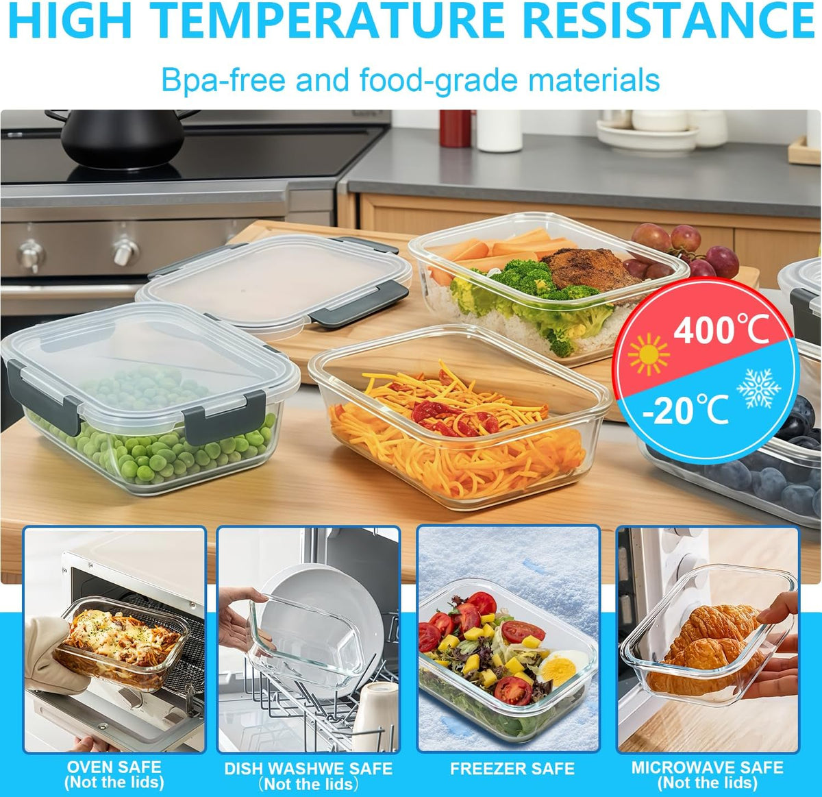 Pure Future 50-Piece Large Airtight Food Storage Containers with Lids, BPA-Free Stackable & Microwave Safe Kitchen Set for Meal Prep, Freezer Use - 25 Containers & Lids, Leakproof Design - PuriLite