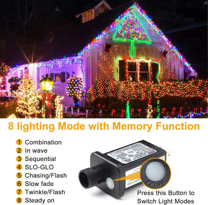 Haili Halloween Lights Outdoor, 105 FT 300 LED Halloween String Lights with Memory Function, Plug in 8 Mode String Lights for Halloween,Christmas,Party, Patio, House Decoration (Purple Orange) - PuriLite