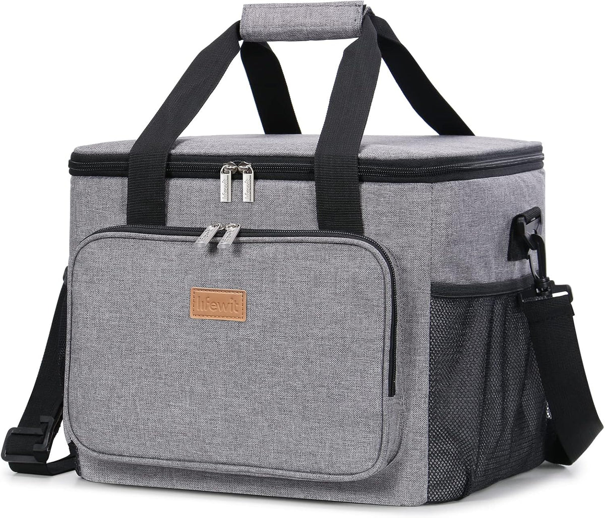 Lifewit Large Lunch Bag for Adults, 24-Can 15L Insulated Lunch Box Leakproof Soft Cooler Cooling Tote for Men Women, Waterproof Reusable Cooler Bags for Work Office Outdoor Picnic Camping, Black - PuriLite